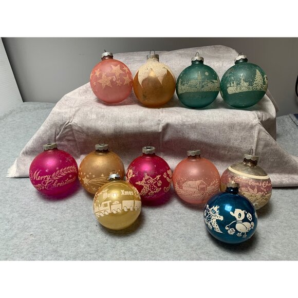 Other - Vintage Christmas Ornament Set Assorted Designs Colors Retro Glass Baubles Holid